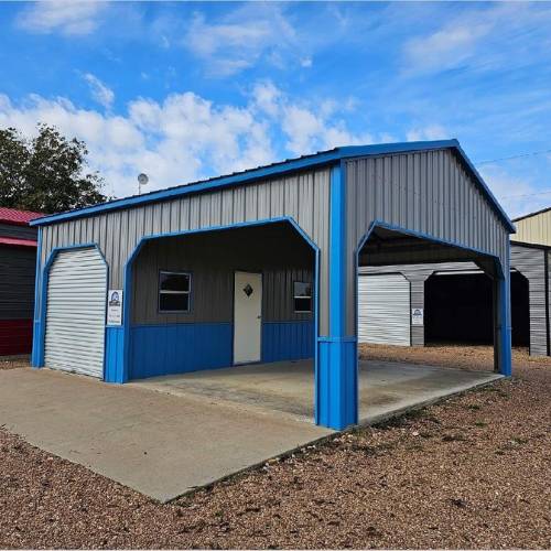Metal utility building for sale at Tiny Hive in Giddings, TX