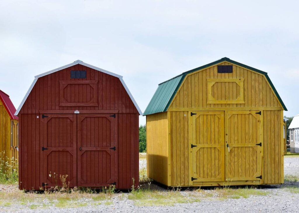 Wood lofted barns for sale at Tiny Hive in Giddings, TX