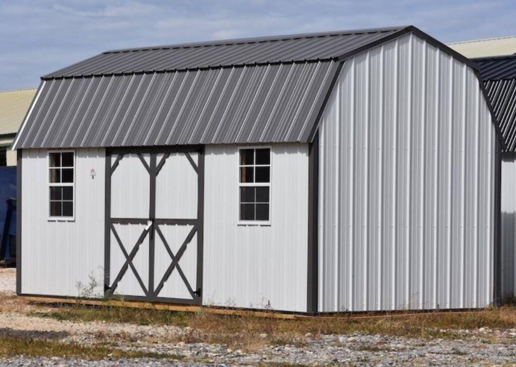 Z Metal side lofted barn for sale at Tiny Hive in Giddings, TX