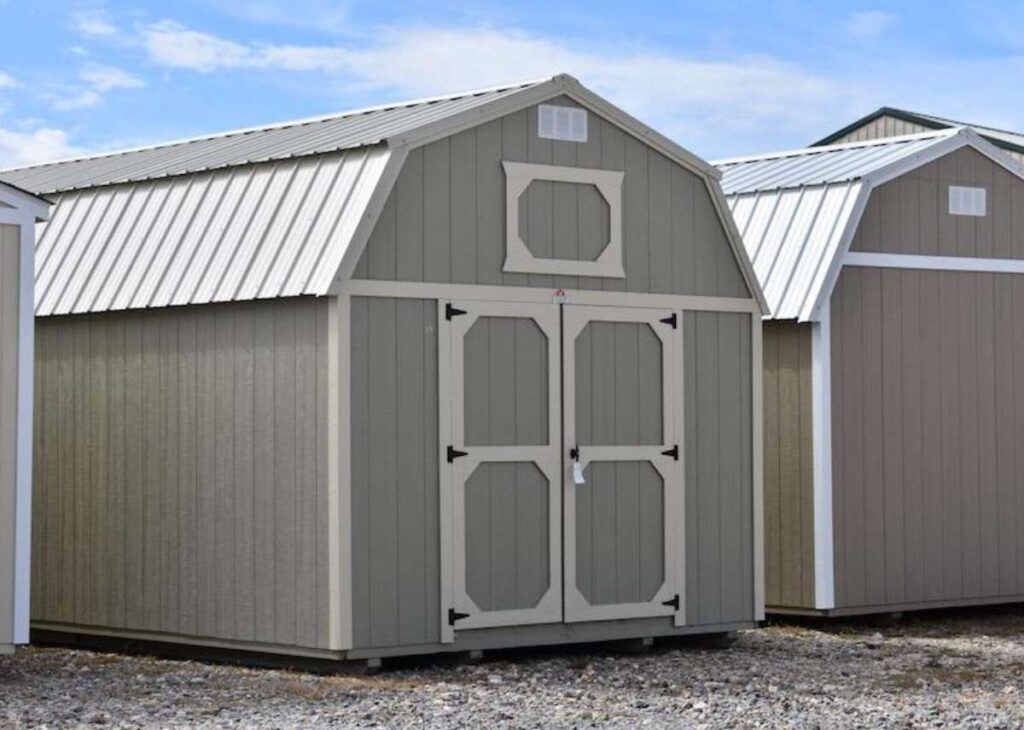 Portable barns lofted by Derksen for sale at Tiny Hive Giddings
