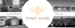 Portable storage and metal buildings at Tiny Hive in Giddings, TX