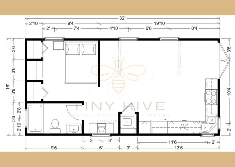 Floorplans of Honeysuckle ADA cabin