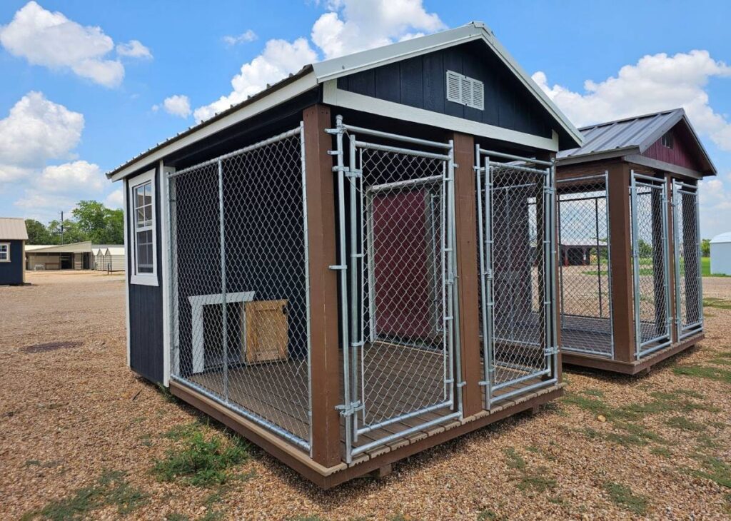 Double dog kennels for outside for sale at Tiny Hive in Giddings, TX