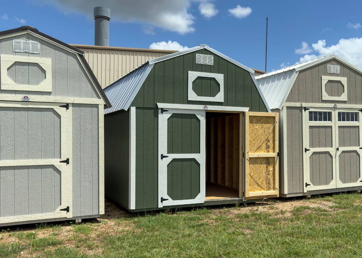 Several loft barn sheds for sale at Tiny Hive in Giddings, TX