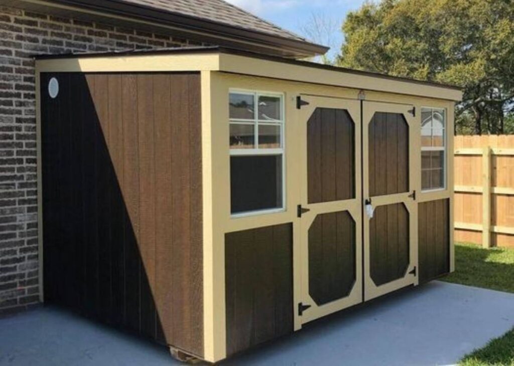 Metro shed for the pool at Tiny Hive in Giddings, TX