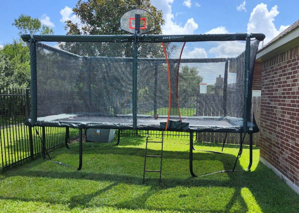 Rectangle trampoline at Tiny Hive in Giddings, TX