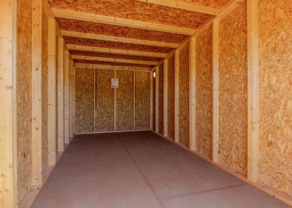 Interior of portable garage by Derksen for sale at Tiny Hive