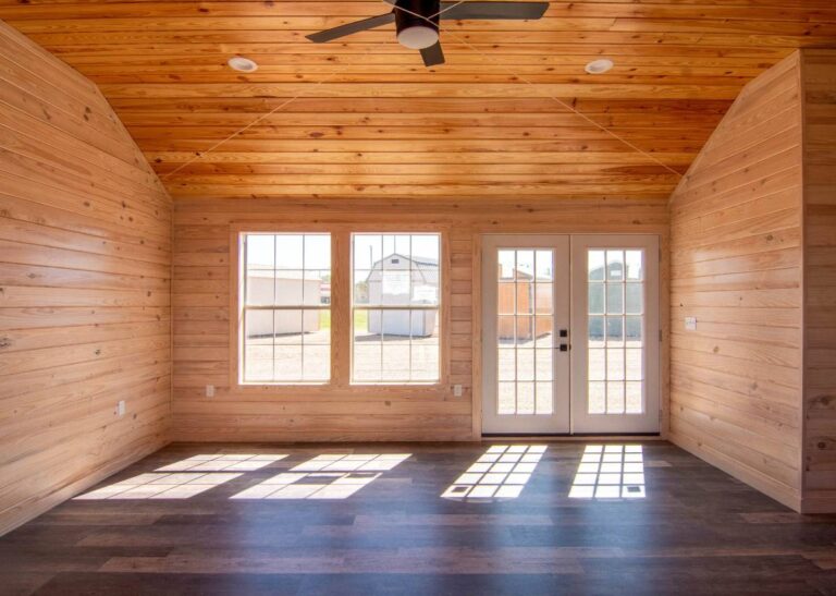 Living space in tiny prefabricated home for sale at Tiny Hive