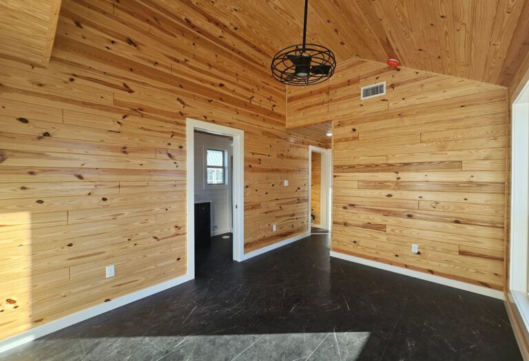 Bedroom in custom cabin at Tiny Hive in Giddings, TX