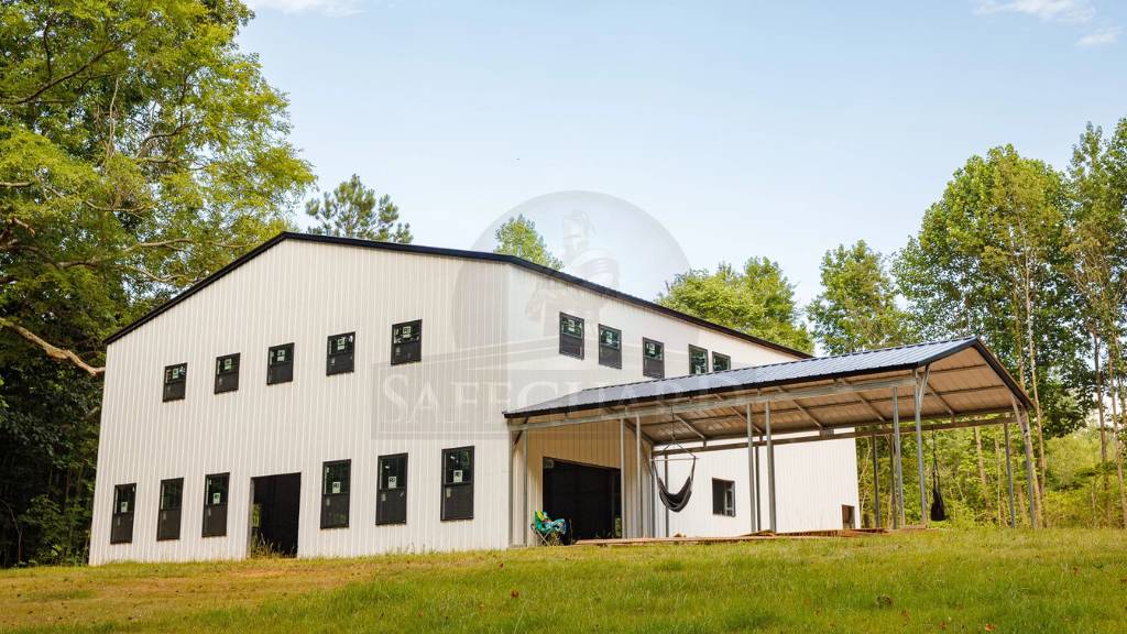 Custom residential metal building for sale at Tiny Hive in Giddings, TX