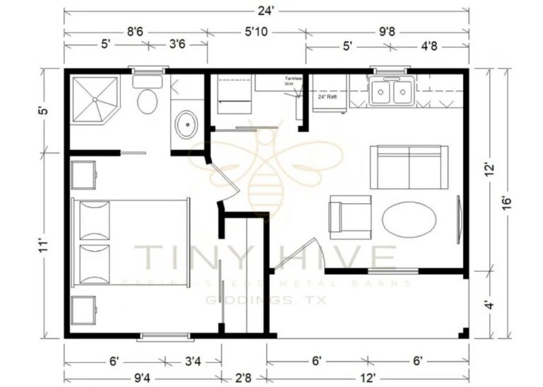 Floorplans of tiny home at Tiny Hive
