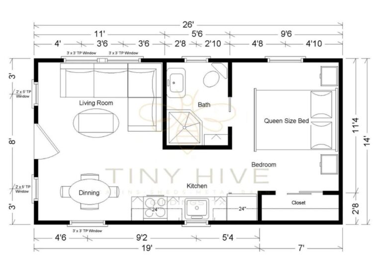 Cabin Prefab Home Floorplan at Tiny Hive