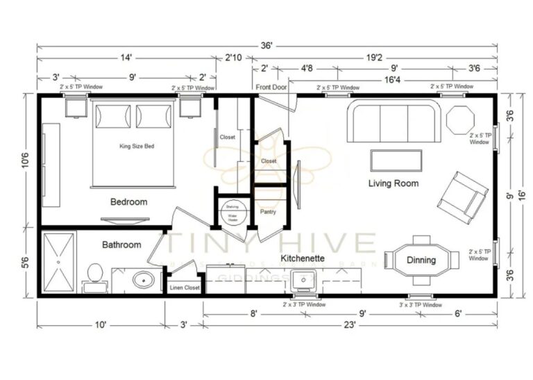 Prefab cabin floorplan Tiny Hive Giddings, TX