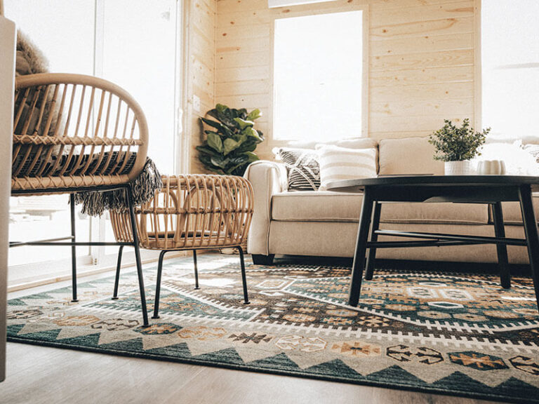 Living room in tiny homes for sale in Giddings, TX at Tiny Hive