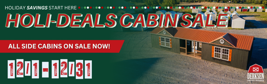 Side cabins by Derksen for sale at Tiny Hive in Giddings, TX