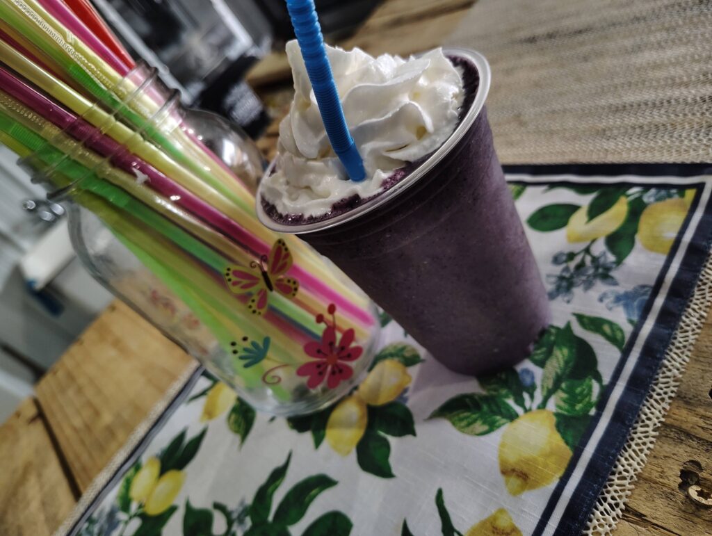 Purple smoothie from Barely Vegan on the Tiny Hive lot in Giddings