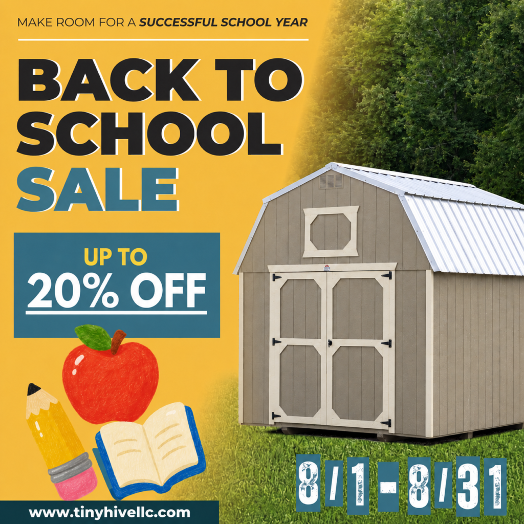 Derksen shed for backayrd storage for sale at Tiny Hive in Giddings