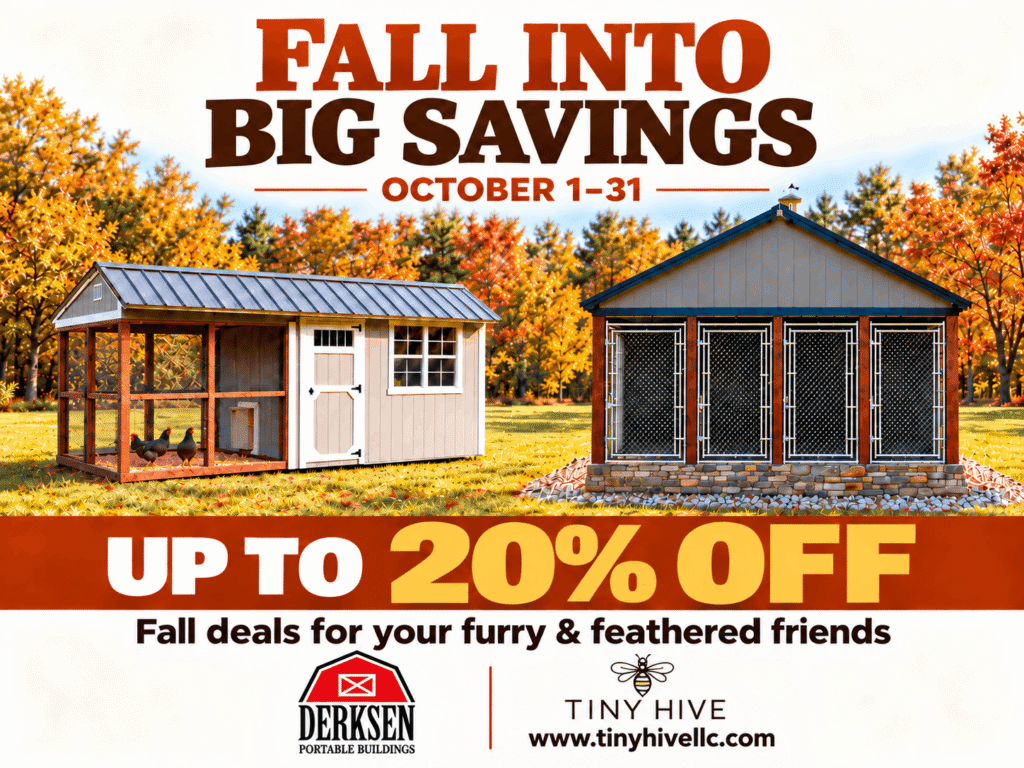 Chicken coop with run and 4 box dog kennel by Derksen for sale at Tiny Hive